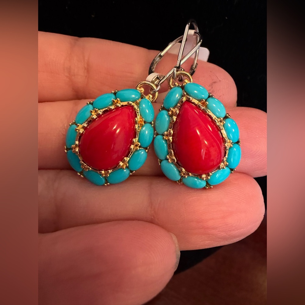 NWT GEMS EN VOGUE/MICHAEL
VALITUTTI STERLING SILVER CORAL TURQUOISE EARRINGS